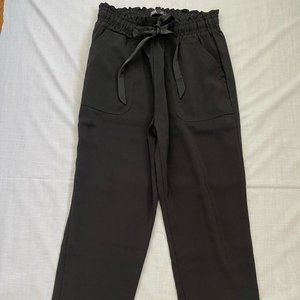 Zara Black Elastic Tie Waist Ankle Pants Size XS